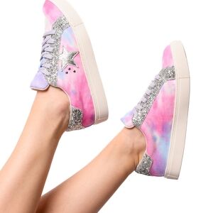 Corkys Pink and Blue Glitter Star Sneakers